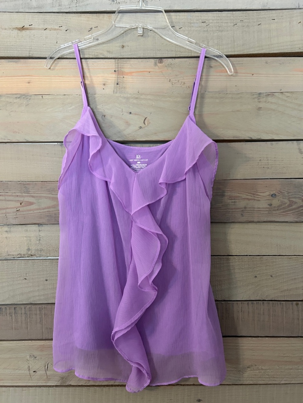 New York & Co Lavender Flowy Ruffle Chiffon Cami Tank Top M